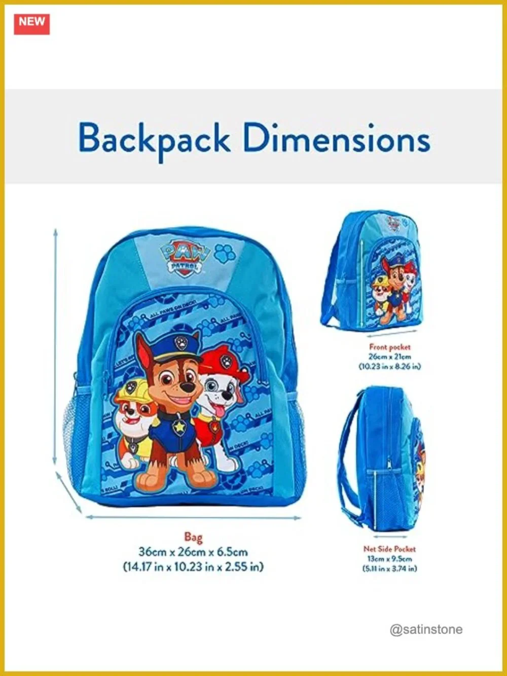 Paw Patrol Kids Backpack with Side Pockets and Adjustable Straps